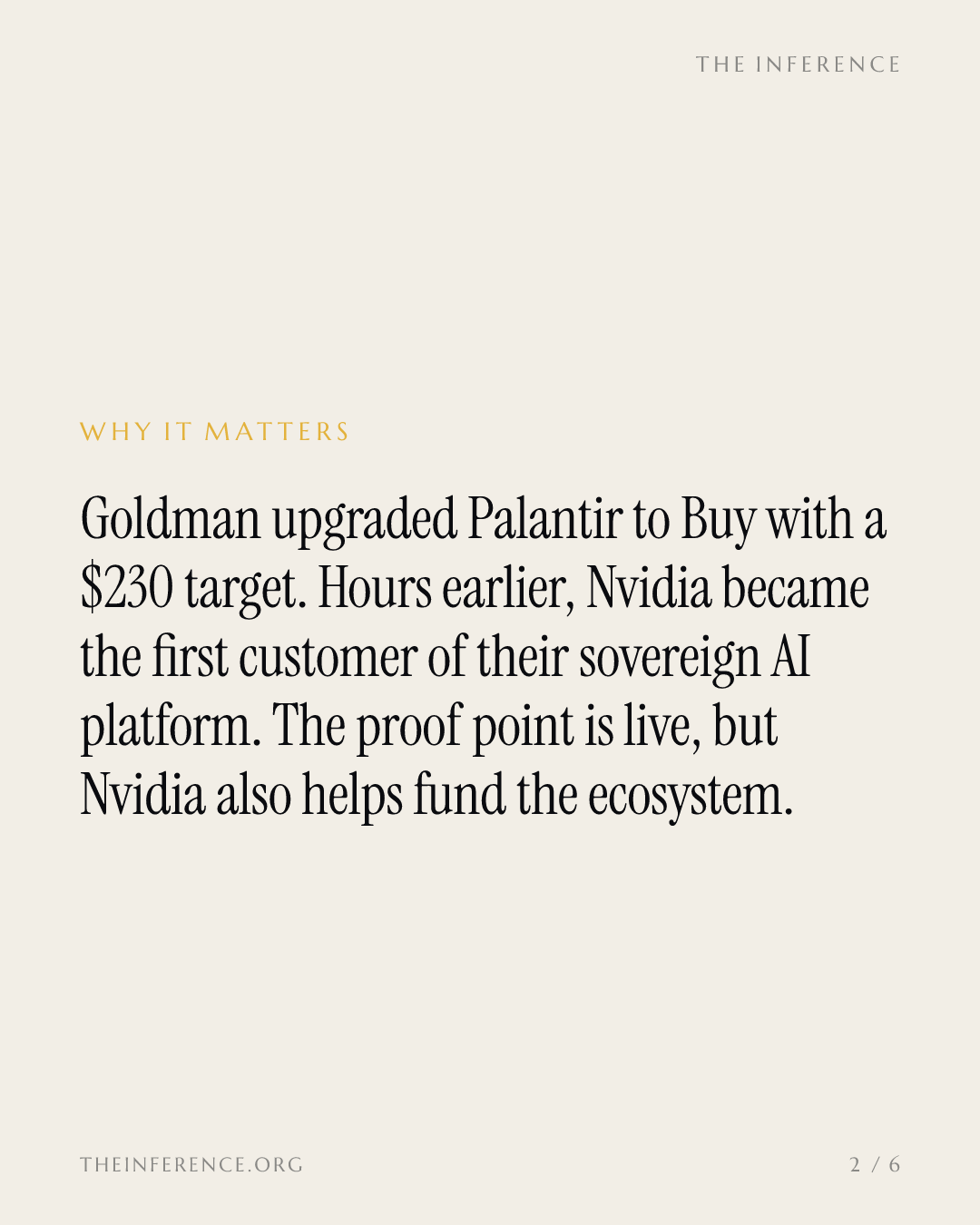 Goldman Sachs' $230 Palantir call leans on Nvidia, the first customer of their AI platform — slide 1