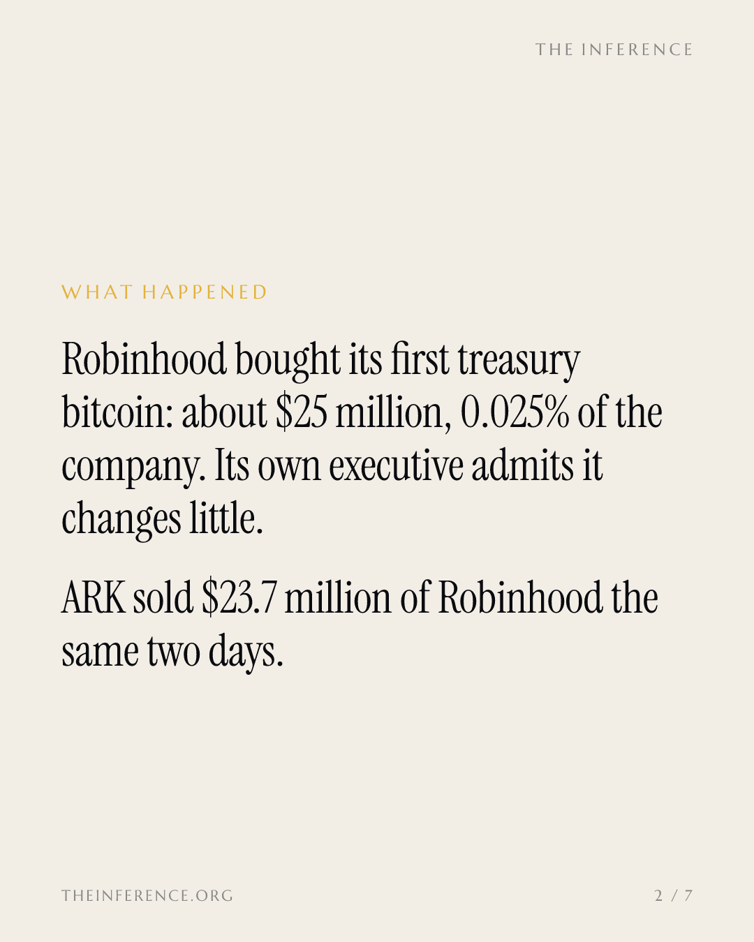 Robinhood Bought $25 Million of Bitcoin to Signal Conviction. ARK Sold $23.7 Million of Robinhood — slide 1