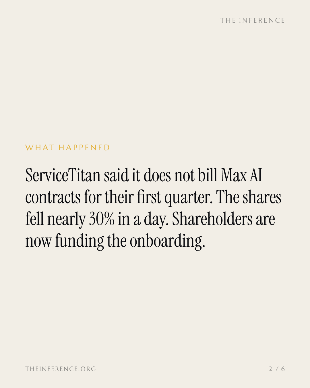 ServiceTitan shares fell nearly 30% after it said Max AI contracts often go unbilled in the first quarter — slide 1