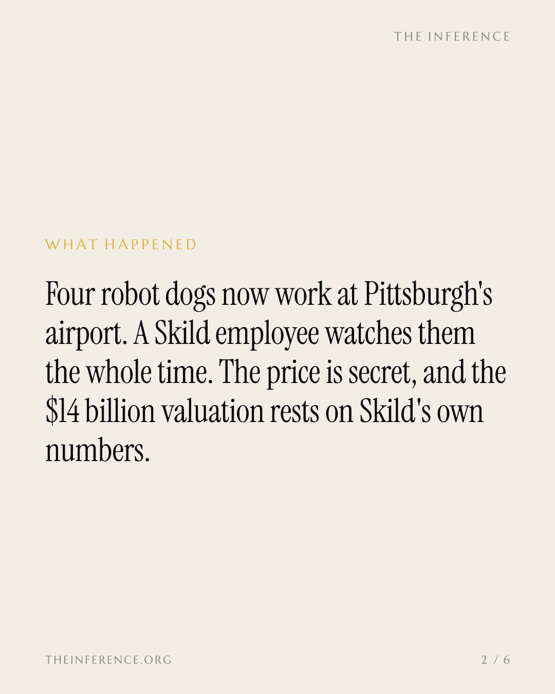 Four robot dogs, one chaperone: Skild AI's $14 billion airport debut — slide 1