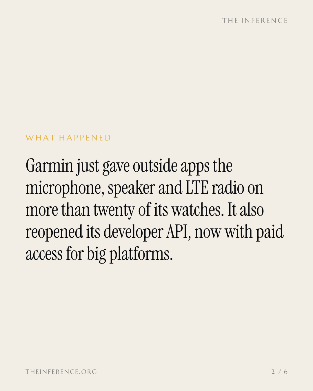 Garmin reopens its developer API and charges $1,000 to enterprise users from April 1, 2027 — slide 1