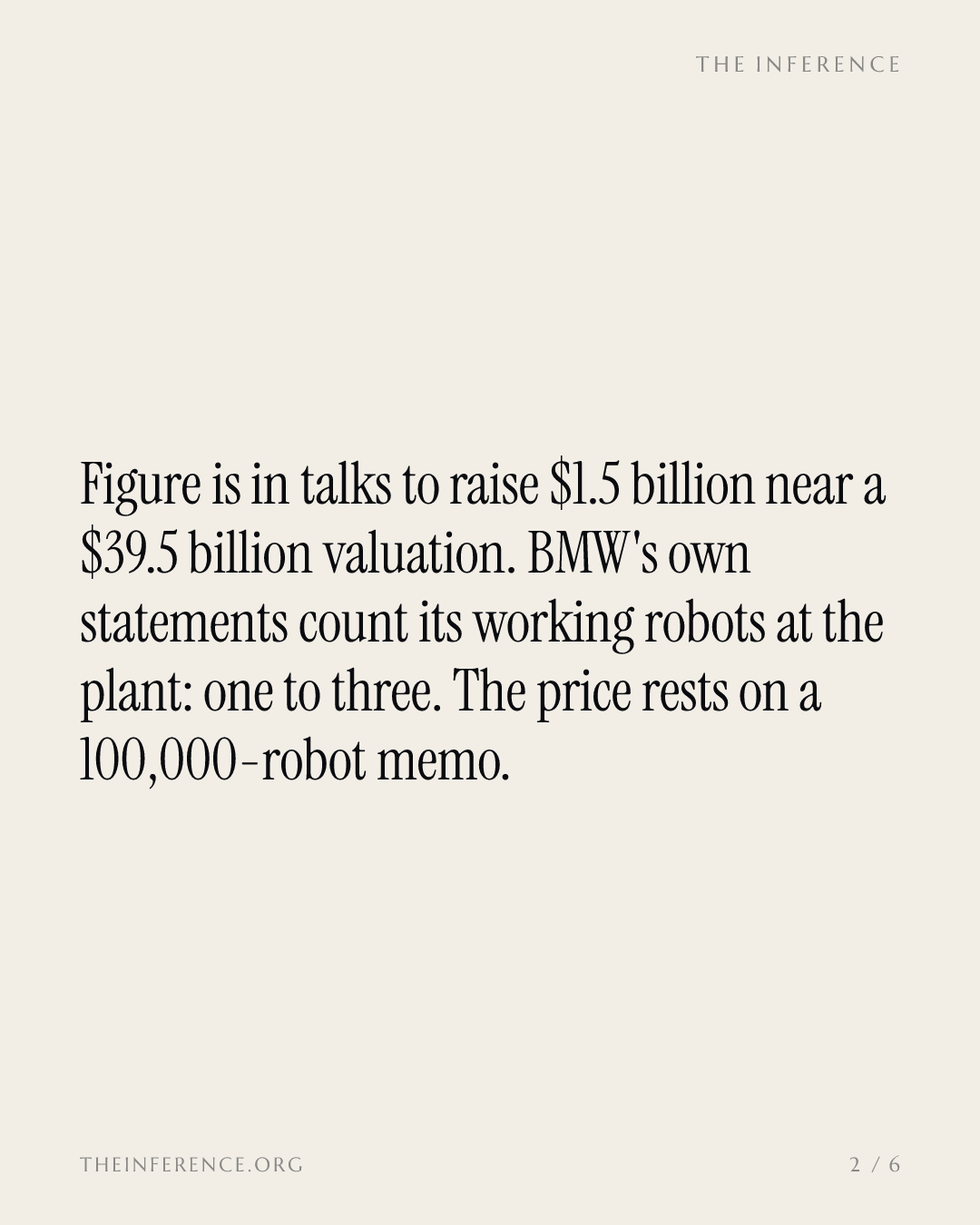 BMW counted Figure robots one at a time. The valuation is priced on 100,000 — slide 1