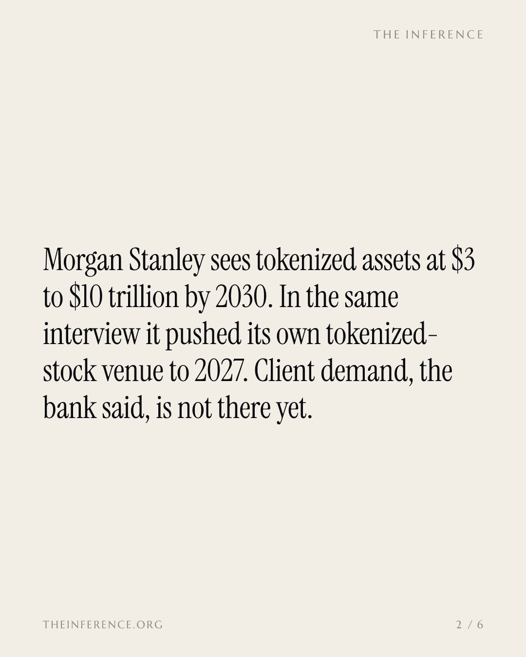 Morgan Stanley Forecasts a $10 Trillion Token Market It Cannot Yet Trade — slide 1