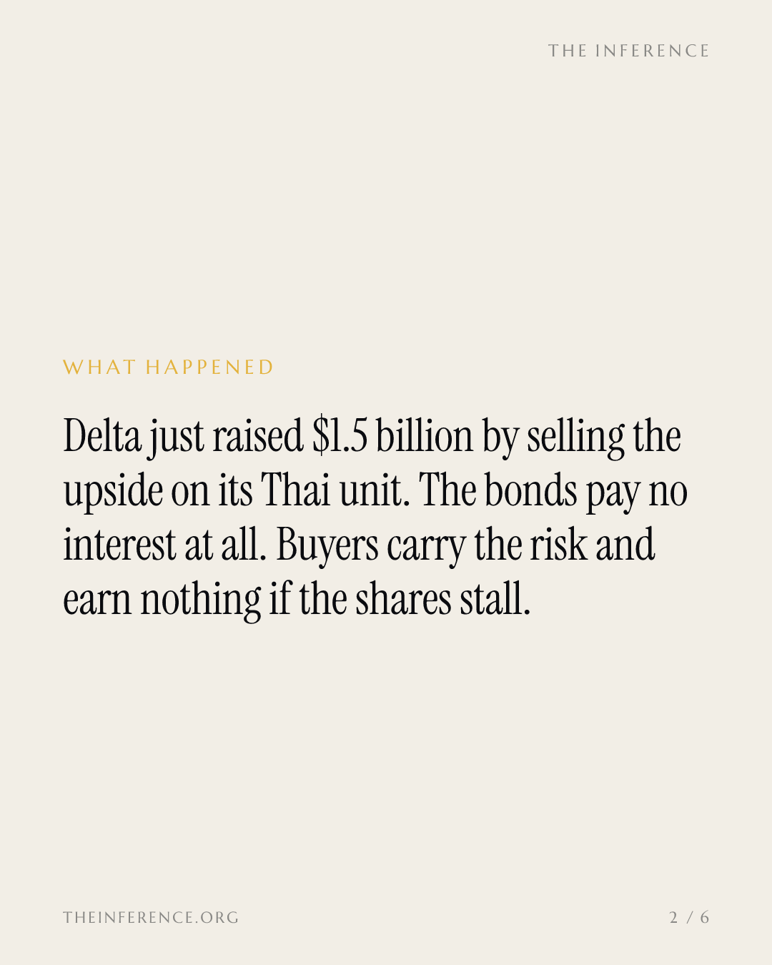 Delta raised $1.5 billion at 0% by selling the upside on its own subsidiary — slide 1