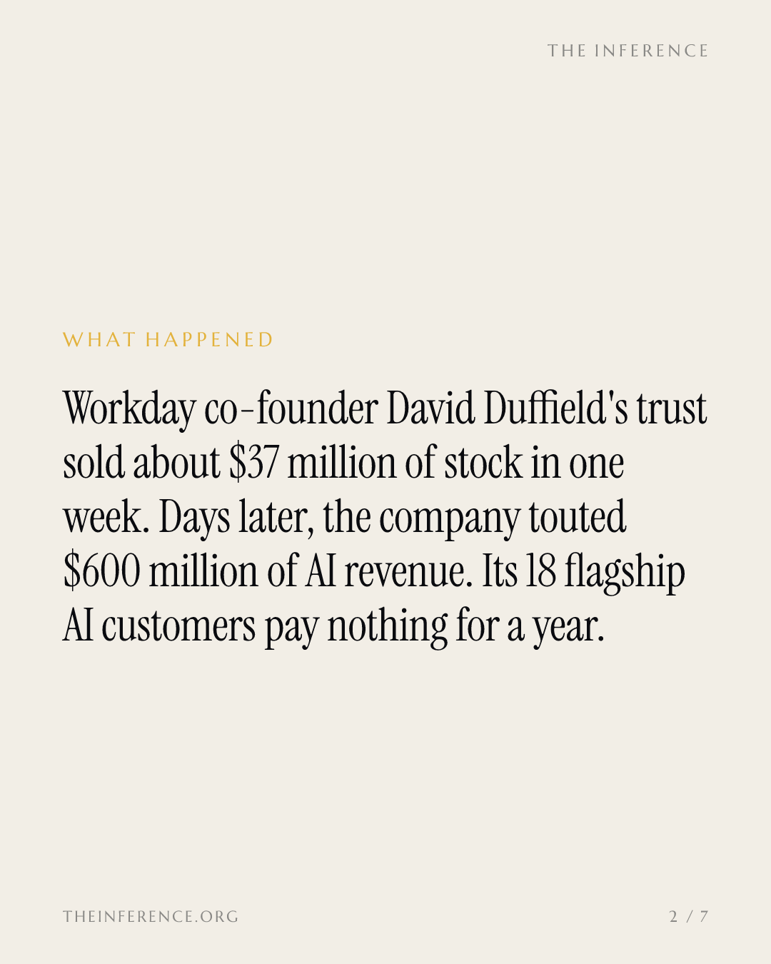 Workday founder's trust sold $37 million of stock the week it touted $600 million of AI revenue — slide 1