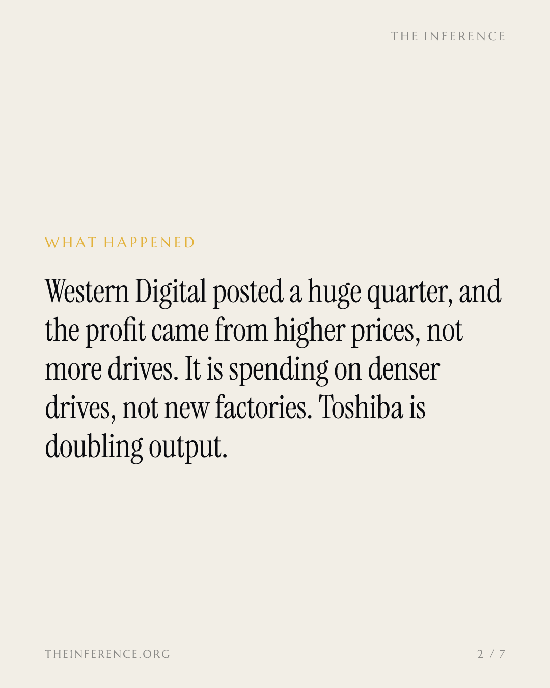 Western Digital bets on denser drives, not more factories, as Toshiba doubles output — slide 1