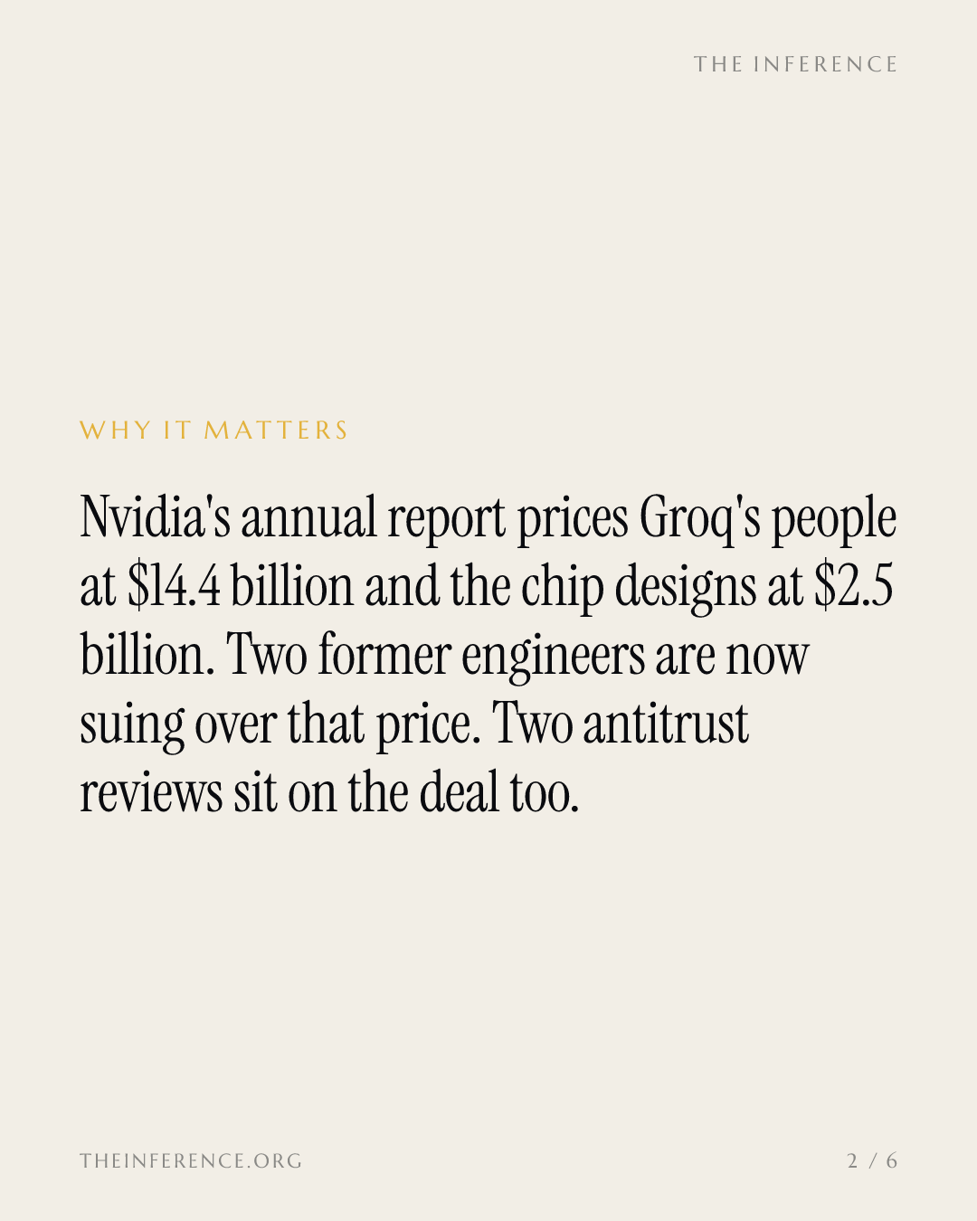 Nvidia paid $14.4 billion for Groq's engineers, and engineers who left are suing over the price — slide 1