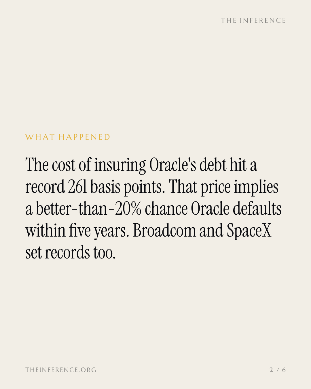 Traders put a one-in-five chance on Oracle defaulting within five years — slide 1