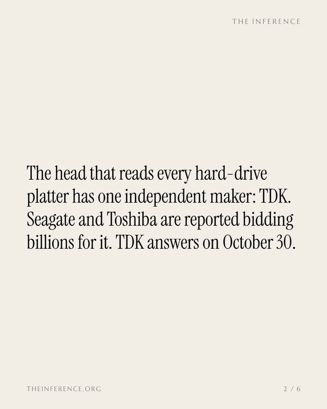 TDK owns the one part AI storage cannot do without, and speaks on October 30 — slide 1