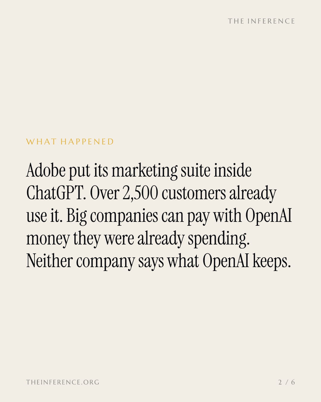 Adobe licenses can now be bought with OpenAI budget, at a toll nobody discloses — slide 1