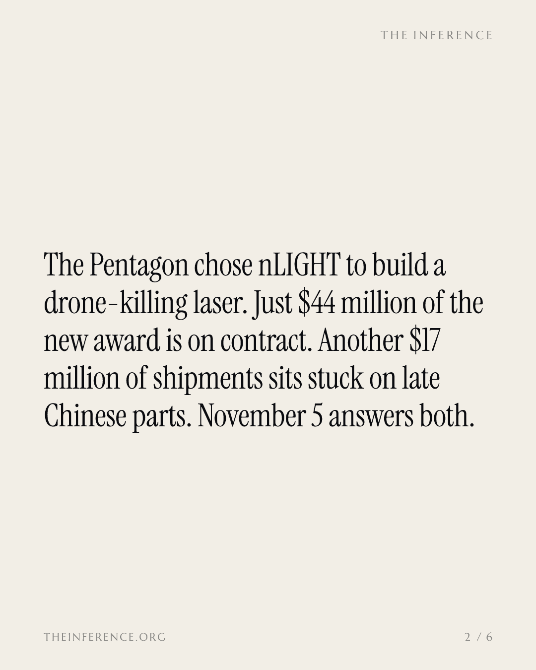 Pentagon puts $44 million on contract with nLIGHT under a $627 million laser ceiling — slide 1