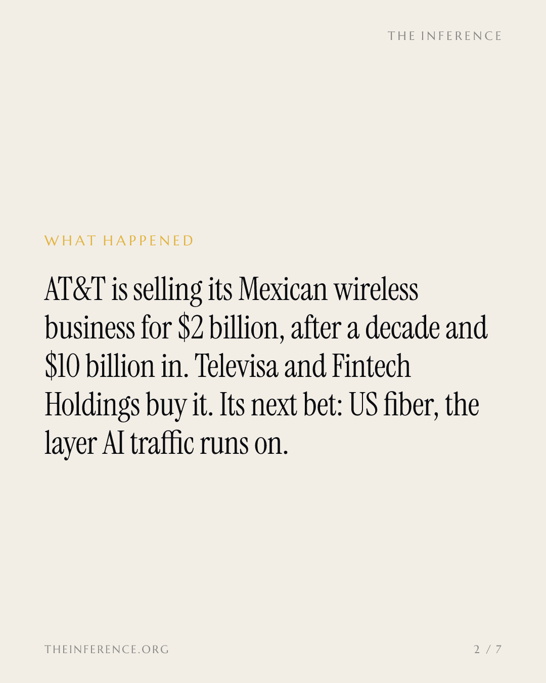 AT&T sells Mexican wireless to Televisa and Fintech Holdings for $2 billion after a $10 billion decade — slide 1