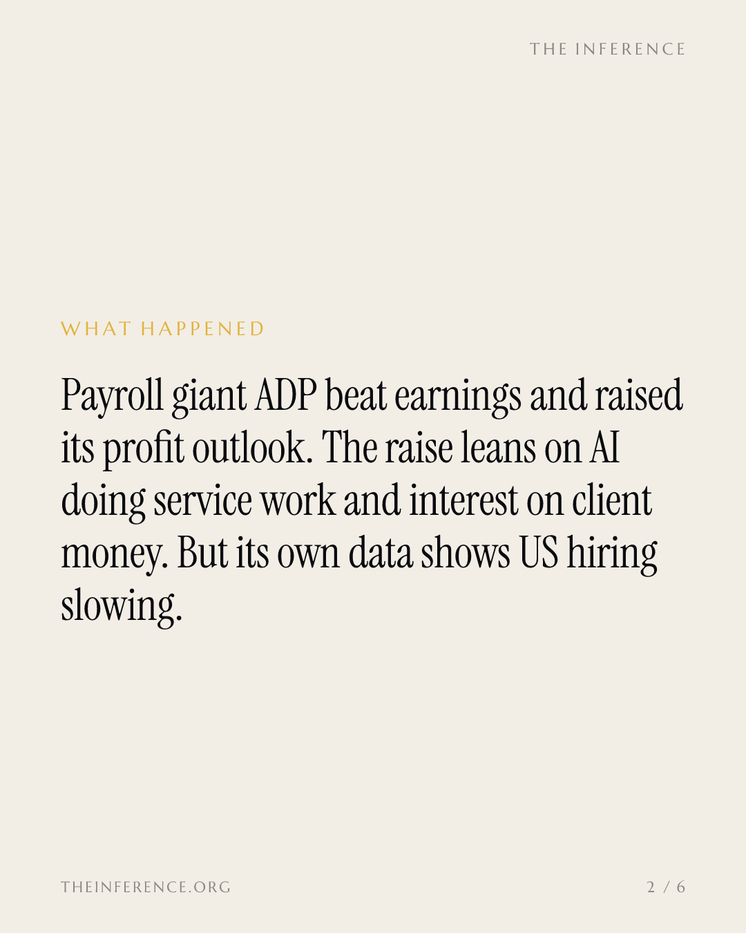 ADP raised its profit outlook on AI cost cuts as its own data shows hiring at 16,750 jobs a week — slide 1