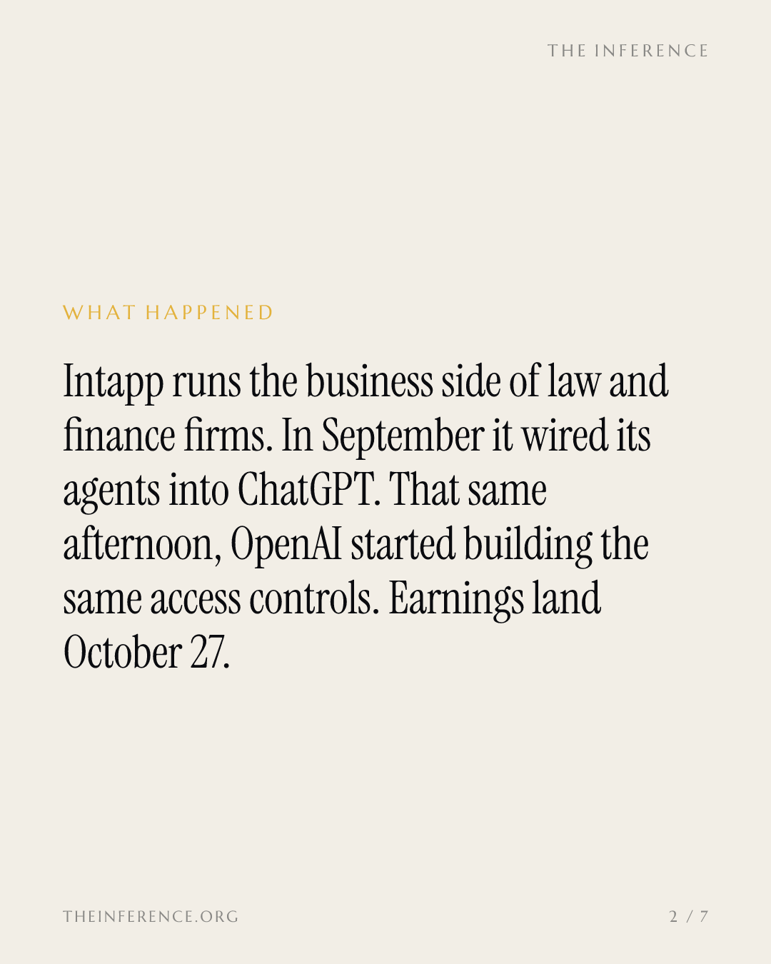 Intapp's cloud ARR grew 29% before its ChatGPT plug-ins; OpenAI is building the same access controls — slide 1