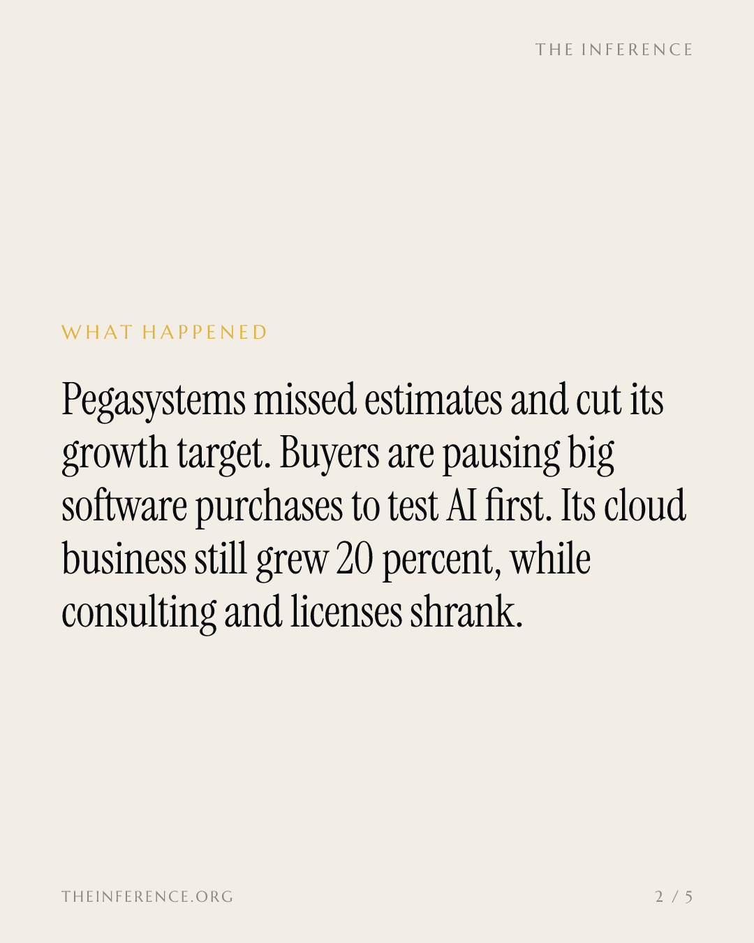 Pegasystems drops its 15% growth target as customers delay software buys to test AI — slide 1
