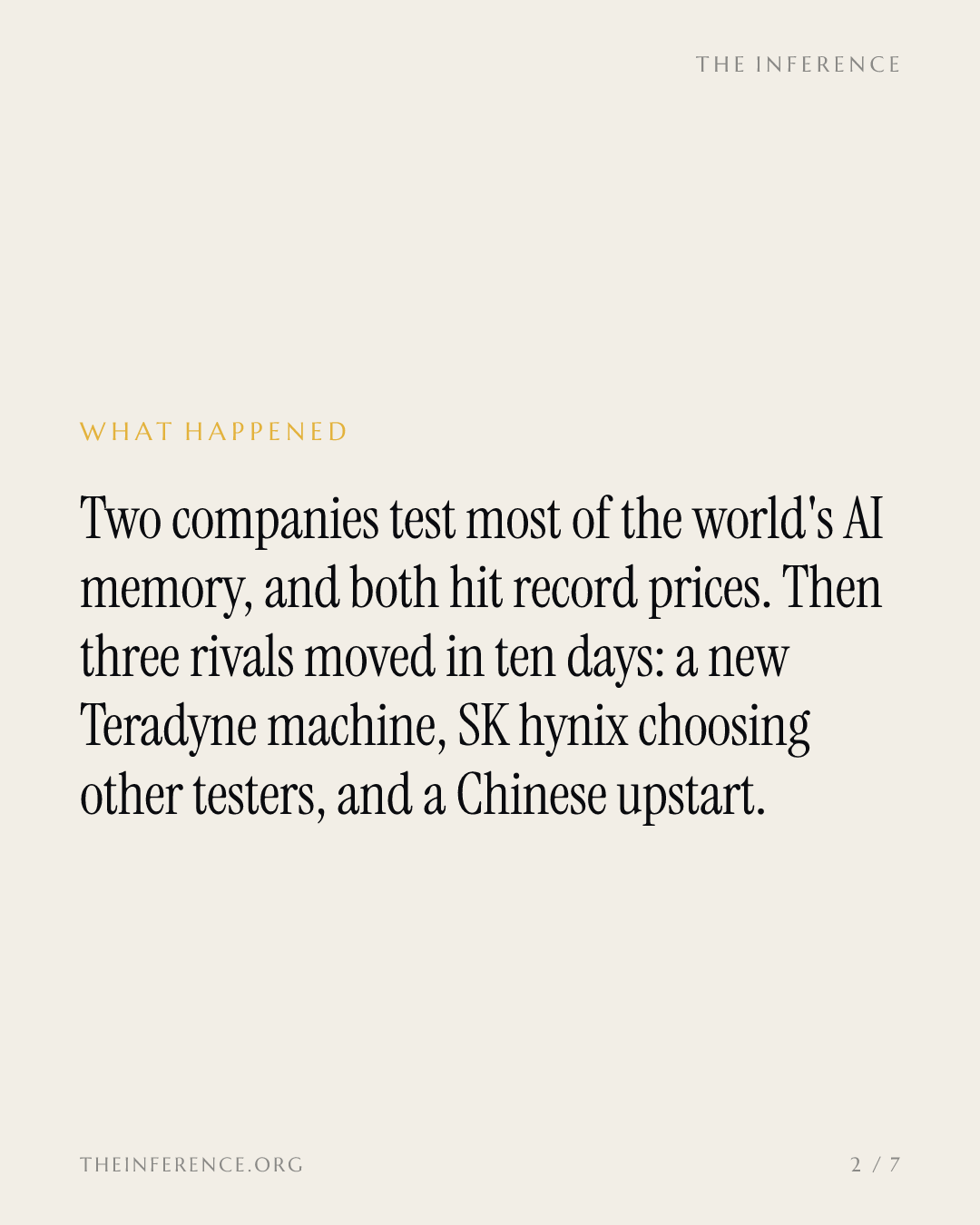 Advantest and Teradyne Test the World's AI Memory. Three Rivals Just Tested Them. — slide 1