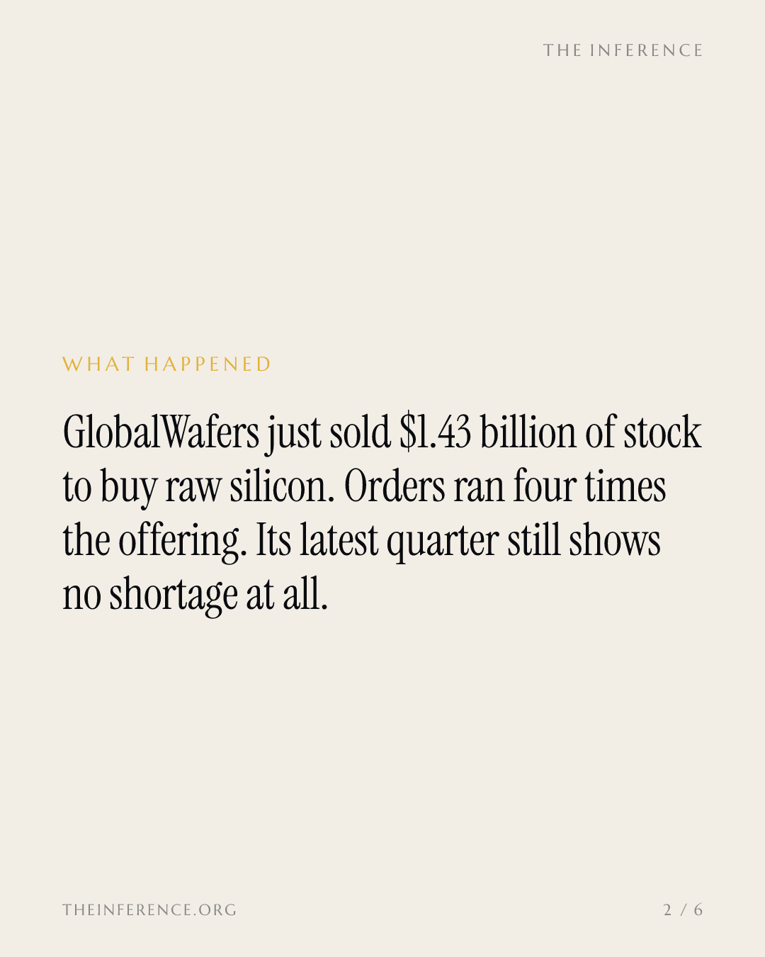 GlobalWafers capta US$ 1,43 bilhão por uma escassez que seus próprios balanços não mostram — slide 1