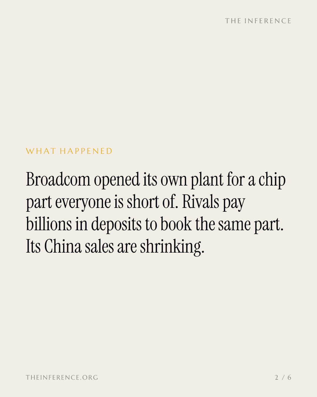 Broadcom owns its substrate plant; everyone else in AI is renting — slide 1