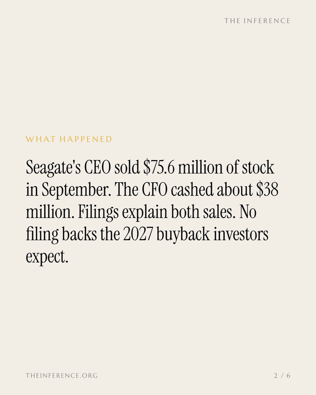 Seagate's CEO banked $75.6m in September; the bigger buyback waits for 2027 — slide 1