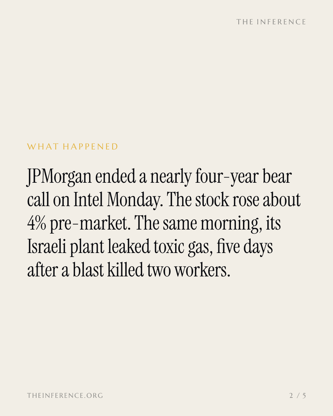 JPMorgan lifted Intel while its Israeli fab leaked again, five days after the blast that killed two workers — slide 1