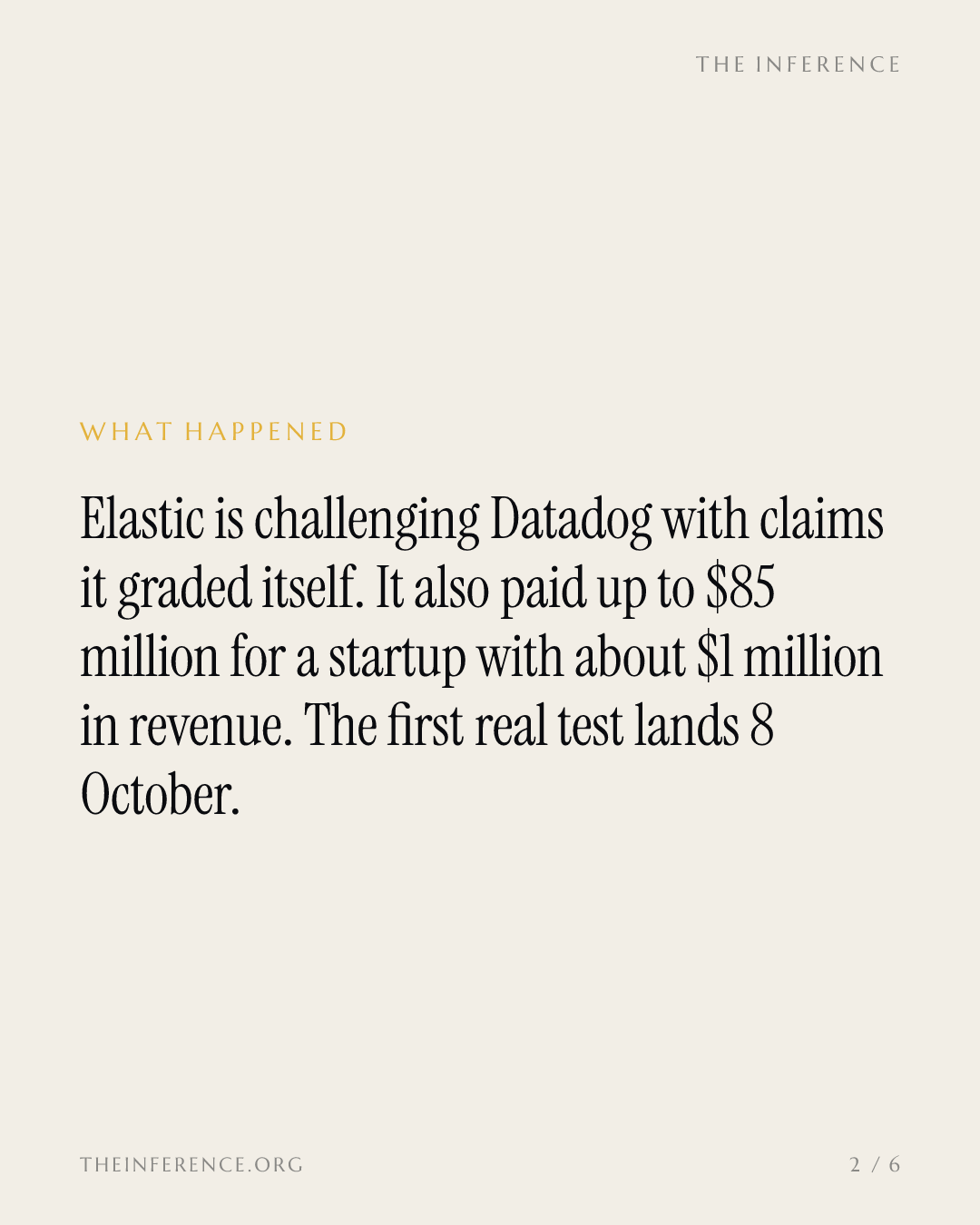 Elastic's Datadog challenge runs on benchmarks Elastic graded itself — slide 1