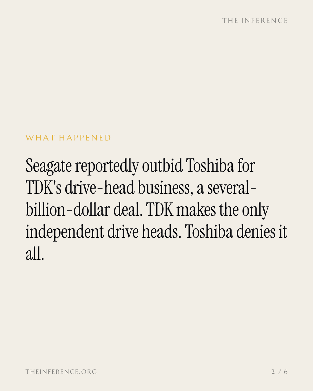 **シーゲート、TDKヘッド事業に数十億ドル入札か─東芝超え、同社なしに生産不可** — slide 1