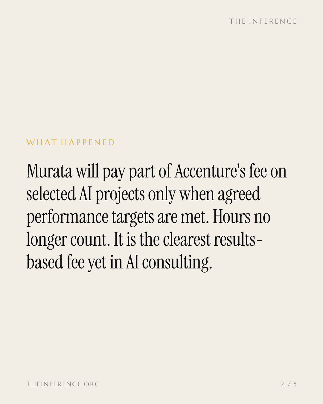 Murata Manufacturing will pay part of Accenture's AI fee only on results, not hours — slide 1