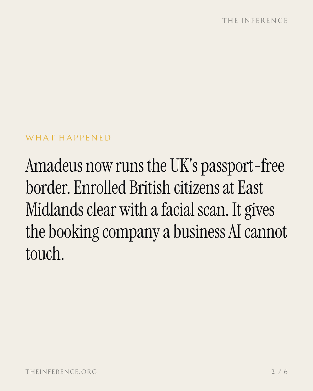 Amadeus's passport-free UK border at 13 airports turns biometrics into contracted revenue — slide 1