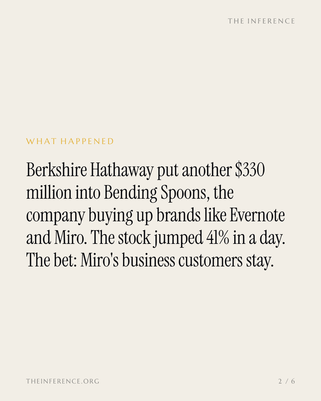 Berkshire put another $330 million into Bending Spoons, which paid $1.8 billion for $17.5 billion Miro — slide 1