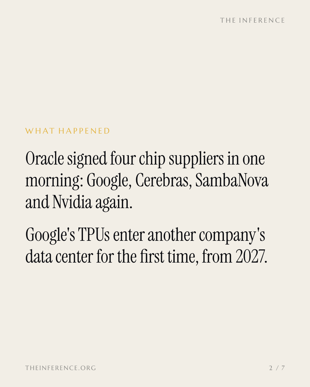 Google sells TPUs into Oracle's cloud for the first time as Oracle's $90 billion chip plan still hedges Nvidia — slide 1