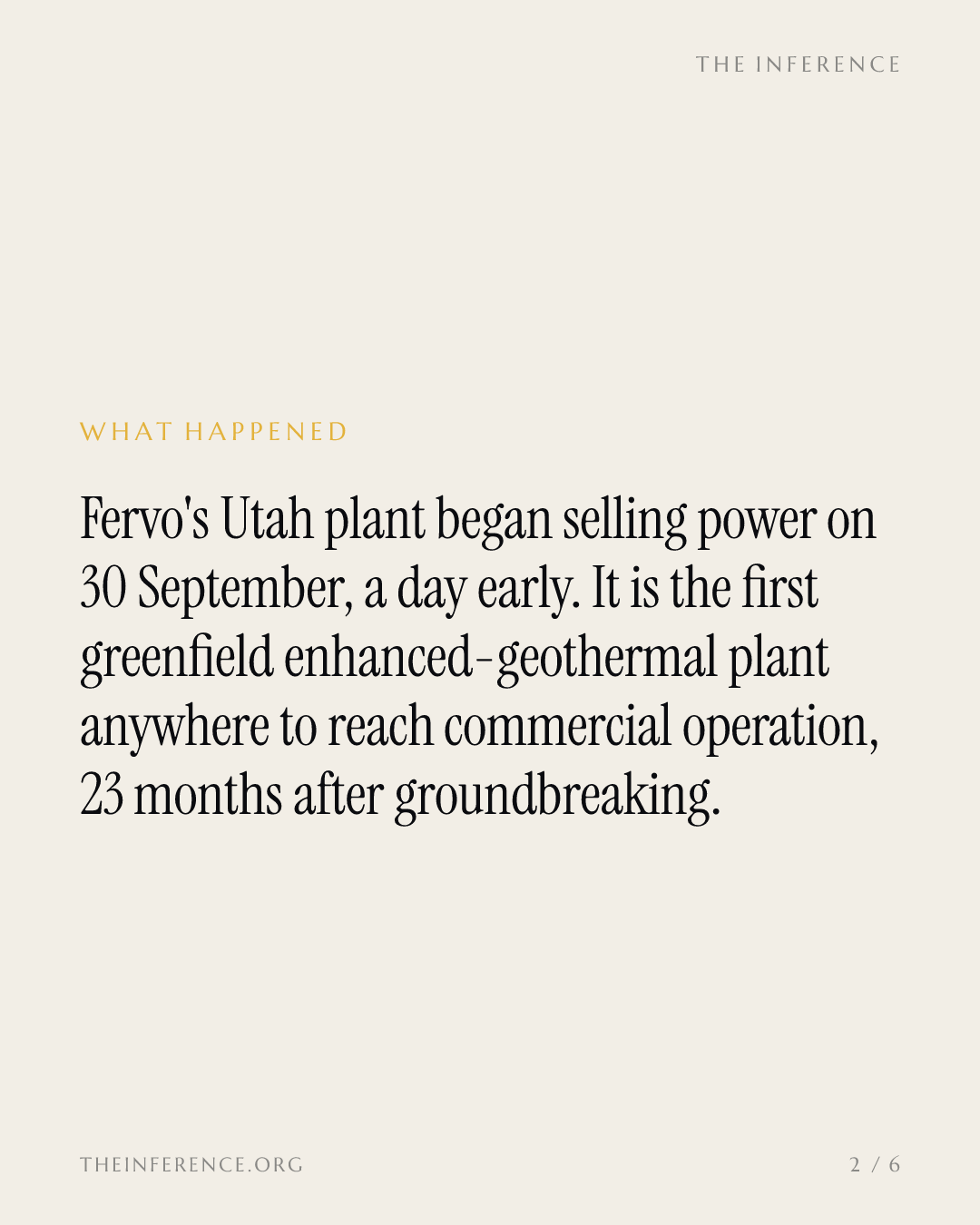 Fervo's geothermal plant is selling power 23 months after breaking ground — slide 1