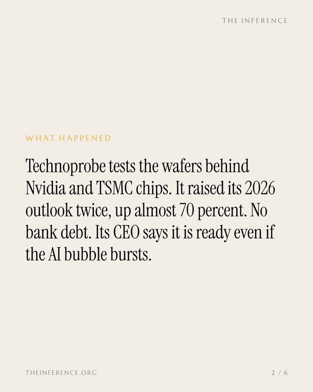 Technoprobe, 10% owned by Teradyne, guides 2026 revenue up nearly 70% with no bank debt — slide 1