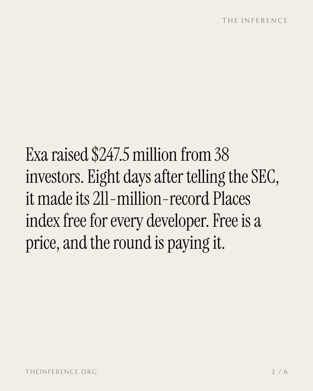 Exa Sold $247.5 Million in Equity, Then Made 211 Million Records Free — slide 1