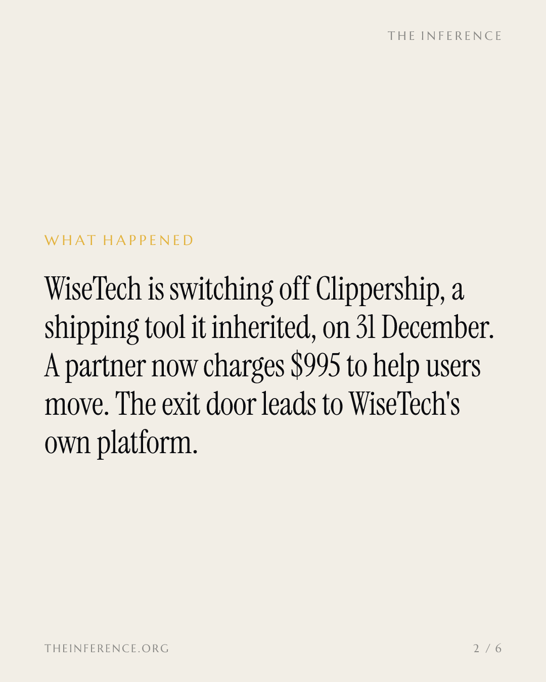 WiseTech's Clippership shutdown gets its first price tag: $995 plus 6% financing — slide 1