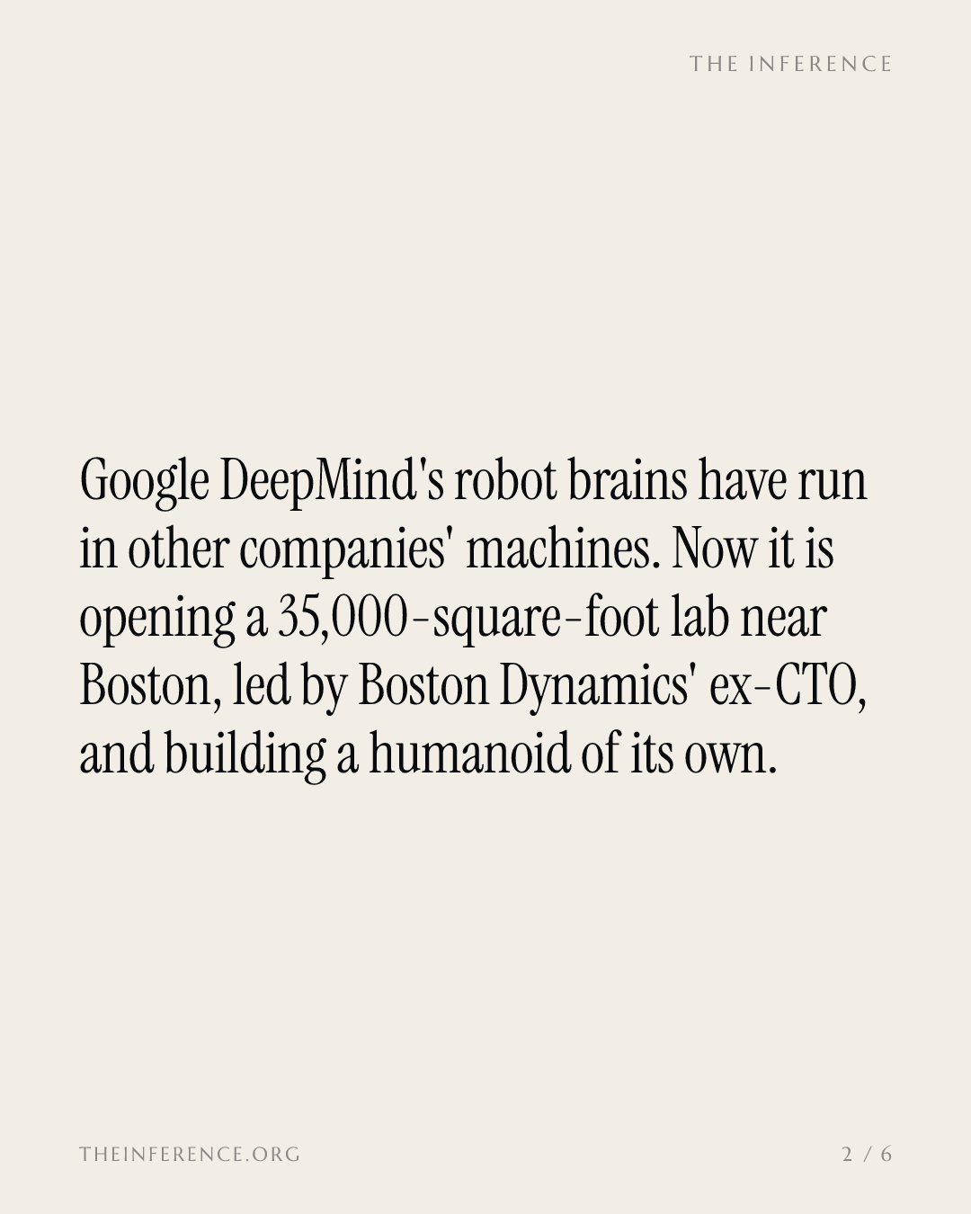Google is building humanoid robots, hiring Boston Dynamics' ex-CTO for a 35,000-square-foot Massachusetts lab — slide 1