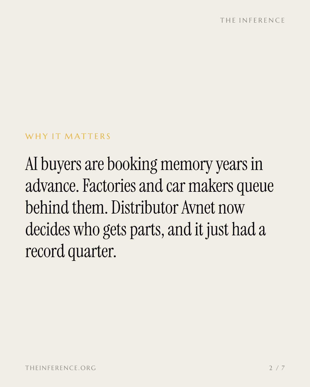 Chip distributor Avnet is the quiet winner of AI's memory squeeze; factories get the bill — slide 1