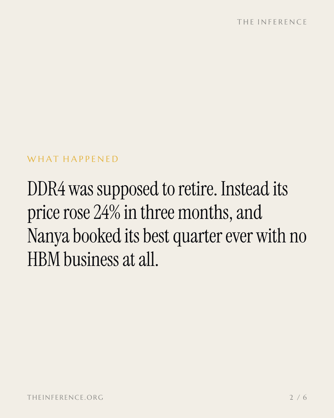 Nanya Technology earned an 85.7% gross margin on DDR4 as buyers paid 24% more in three months — slide 1