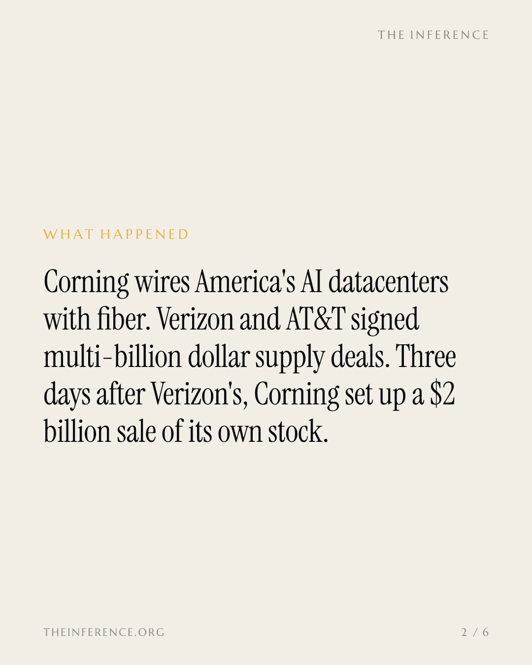 Three days after its Verizon deal, Corning opened a $2 billion stock sale; the 10-Q shows how much was sold — slide 1
