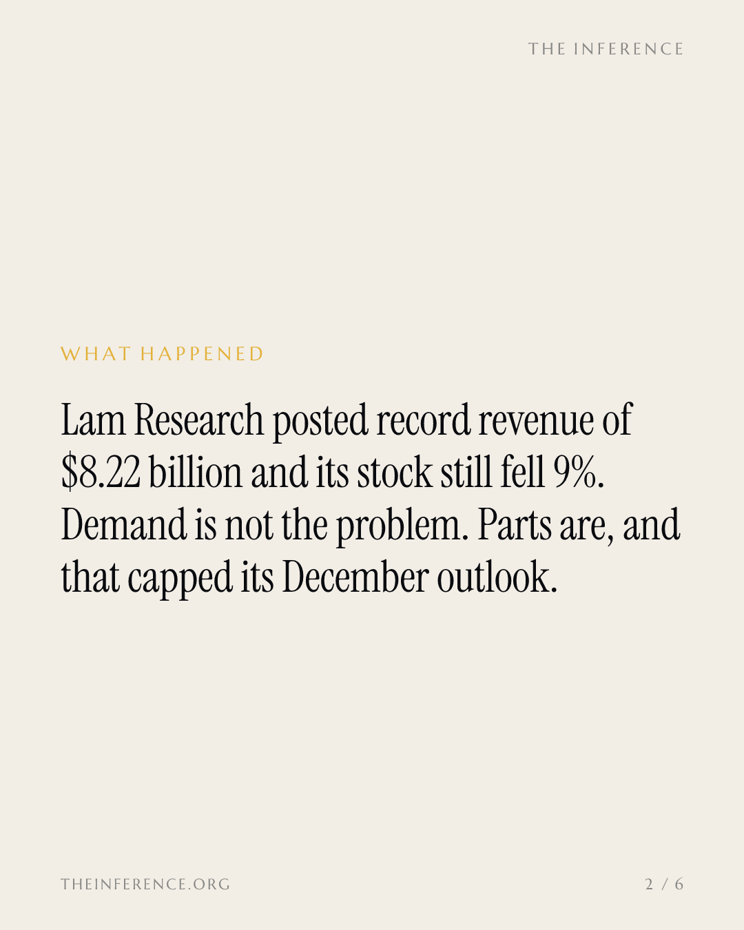Lam Research said parts capped its guidance; Ichor's November 2 report tests the squeeze — slide 1
