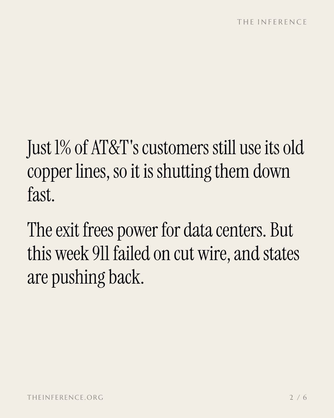 AT&T's copper exit frees power for data centers while 911 systems fail on the wire it leaves behind — slide 1