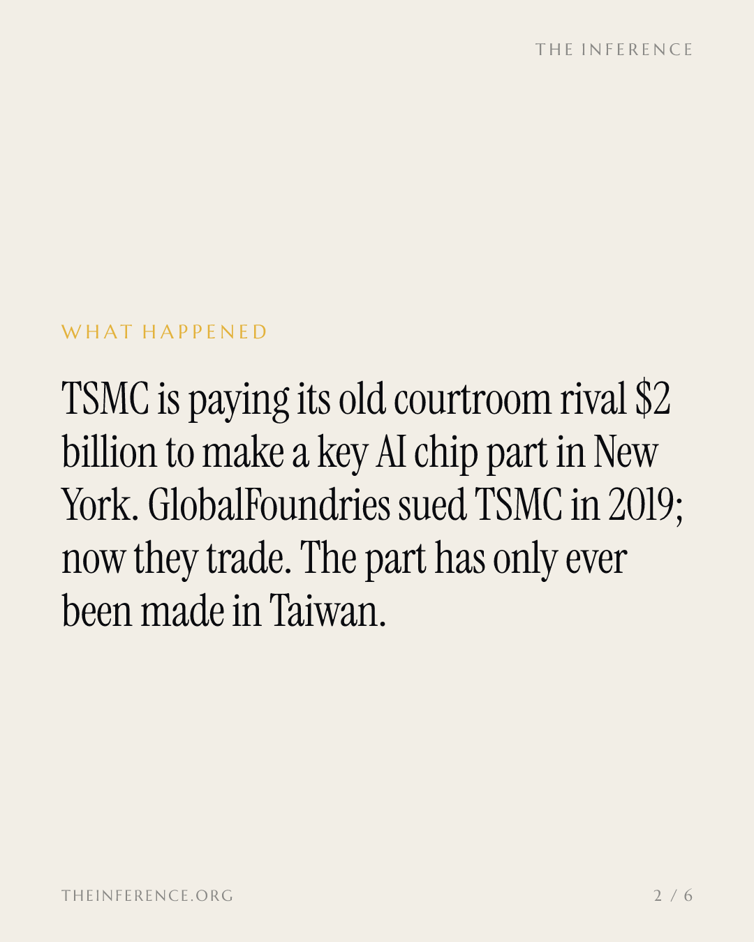 TSMC pays its old courtroom rival $2 billion to move an AI chip bottleneck to New York — slide 1