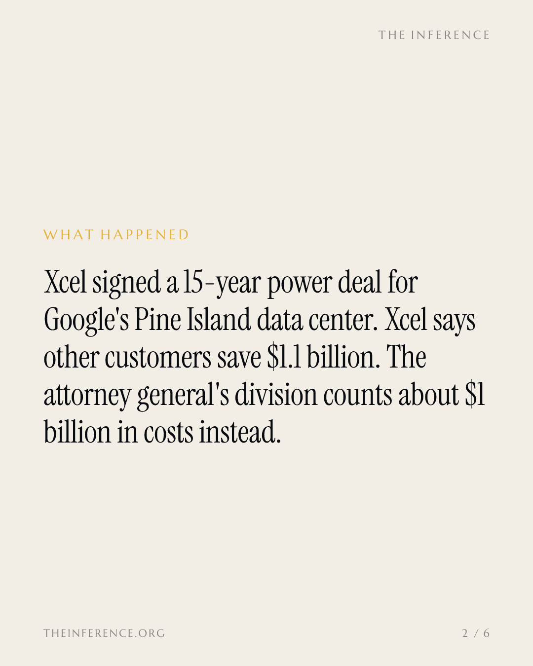 Google's Minnesota data center: Xcel counts $1.1 billion in savings, the watchdog counts $1 billion in costs — slide 1