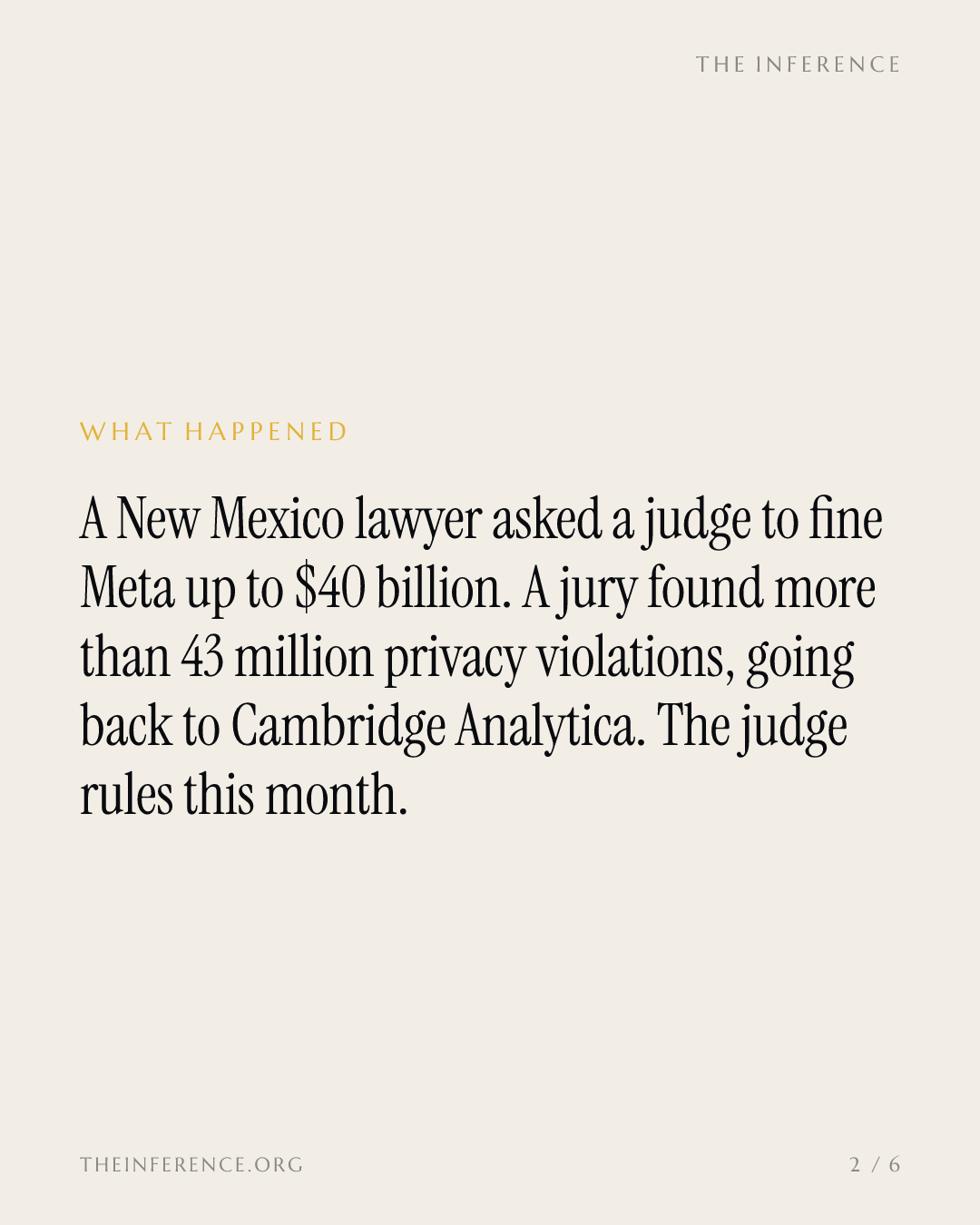 New Mexico asks a judge to fine Meta $35 billion to $40 billion over 43 million privacy violations — slide 1