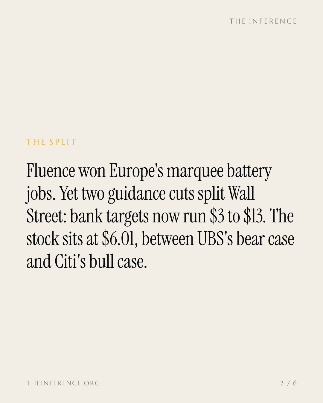 Citi says $11, UBS says $6 on Fluence: the fault is in delayed Houston plants, not Europe — slide 1
