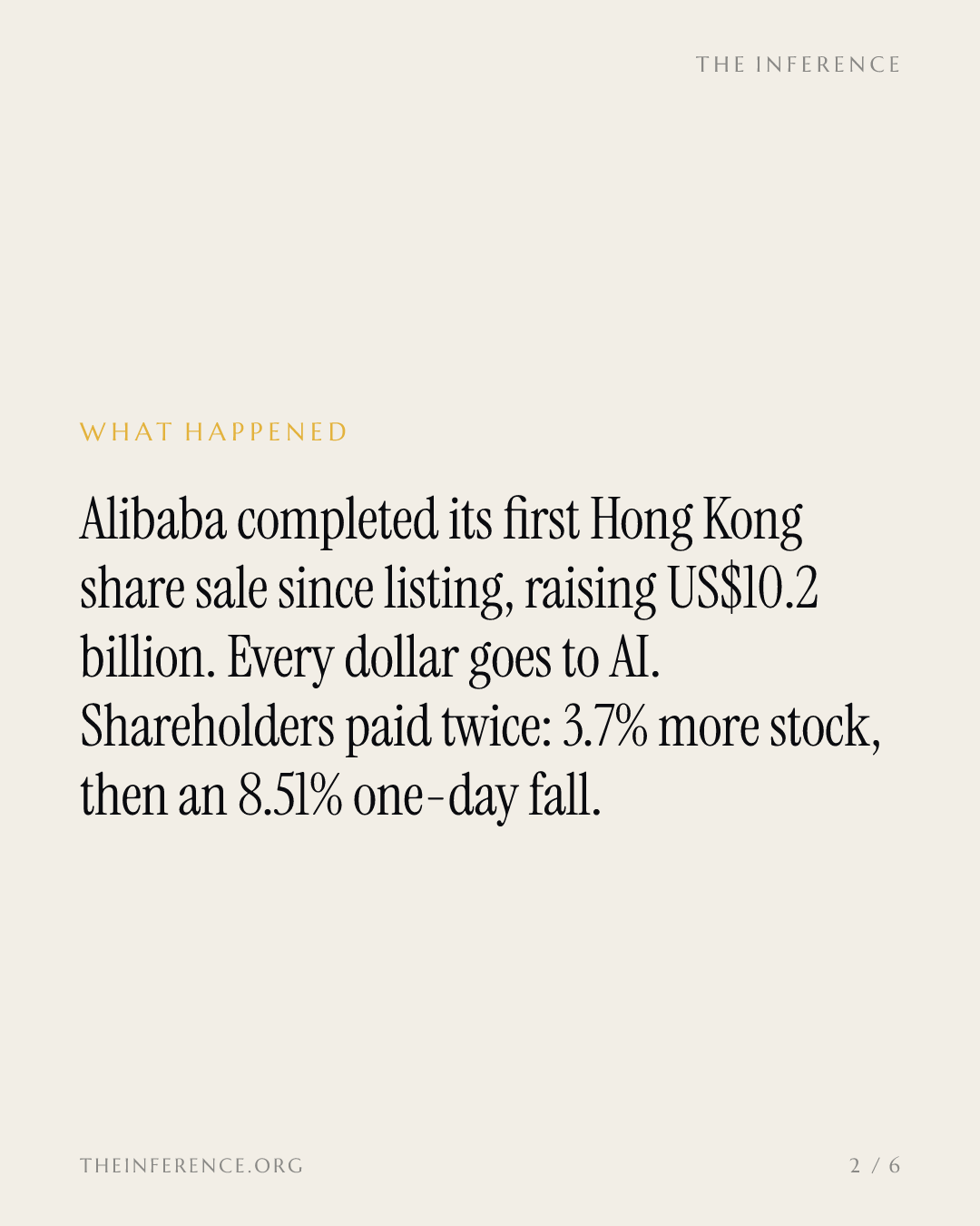 Alibaba's HK$80 Billion Share Sale Is the AI Bill Landing on Shareholders — slide 1
