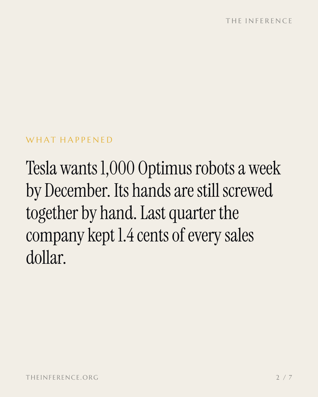 Tesla Must Build 1,000 Robots a Week, and the Hands Keep Failing — slide 1