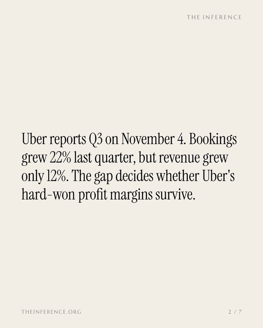 Uber's Q3 report must reconcile 22% bookings growth with 12% revenue growth — slide 1