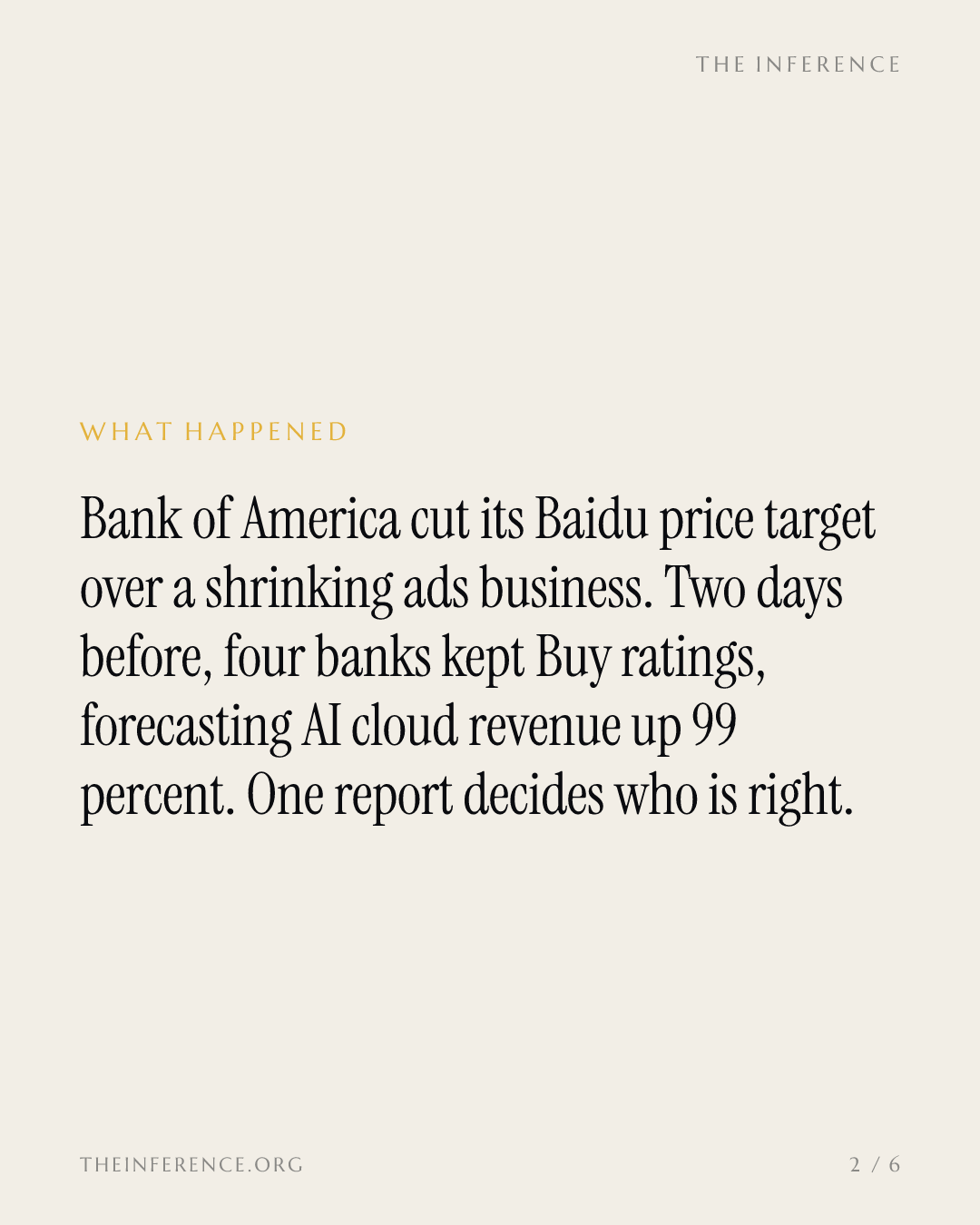 BofA cuts Baidu on ads as four banks brace for 99% AI cloud growth — slide 1