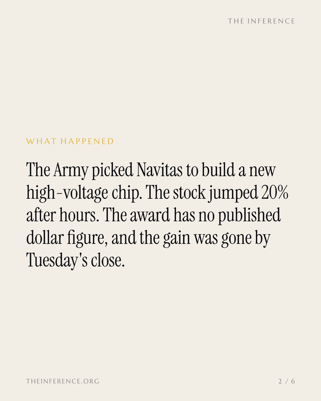 The Army Award That Moved Navitas 20% Carries No Dollar Figure — slide 1