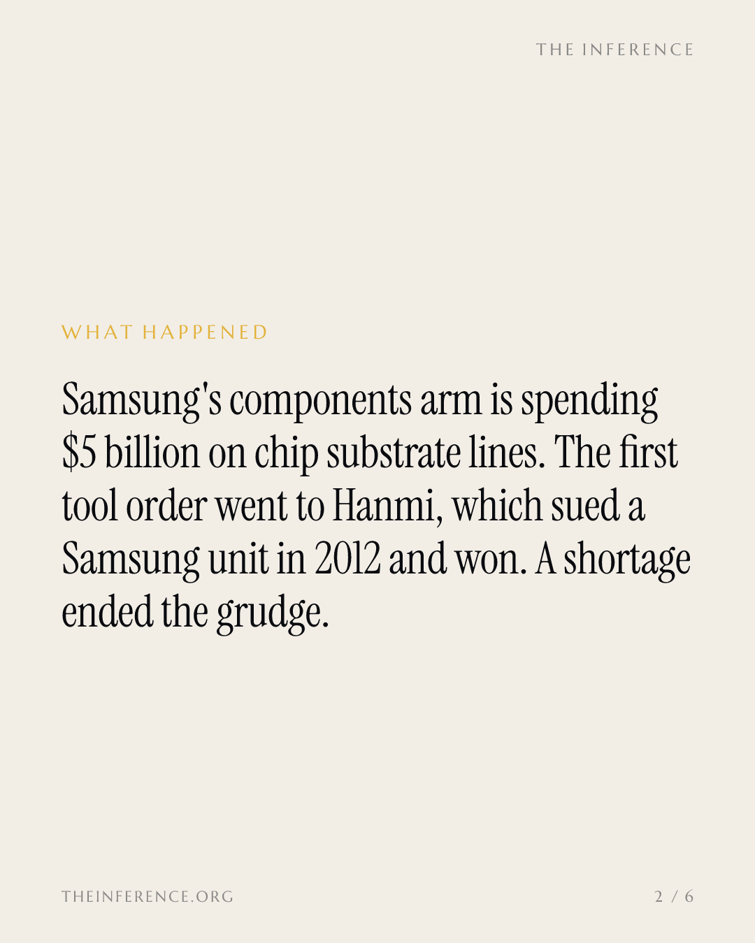 Samsung's $5 Billion Substrate Bet Buys Its Tools From a Rival It Lost To in Court — slide 1
